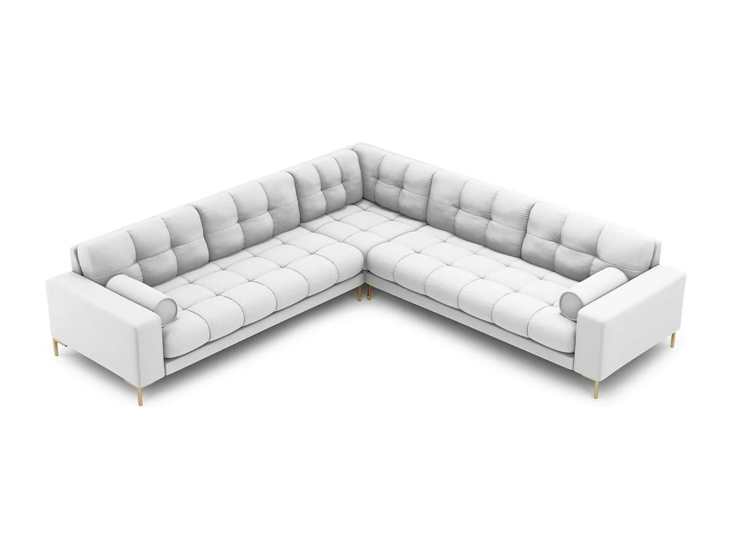 Cosmopolitan Design - Sofá de canto simétrico "Bali" 6 lugares em tecido estrutural cinza claro - 256x256x75cm