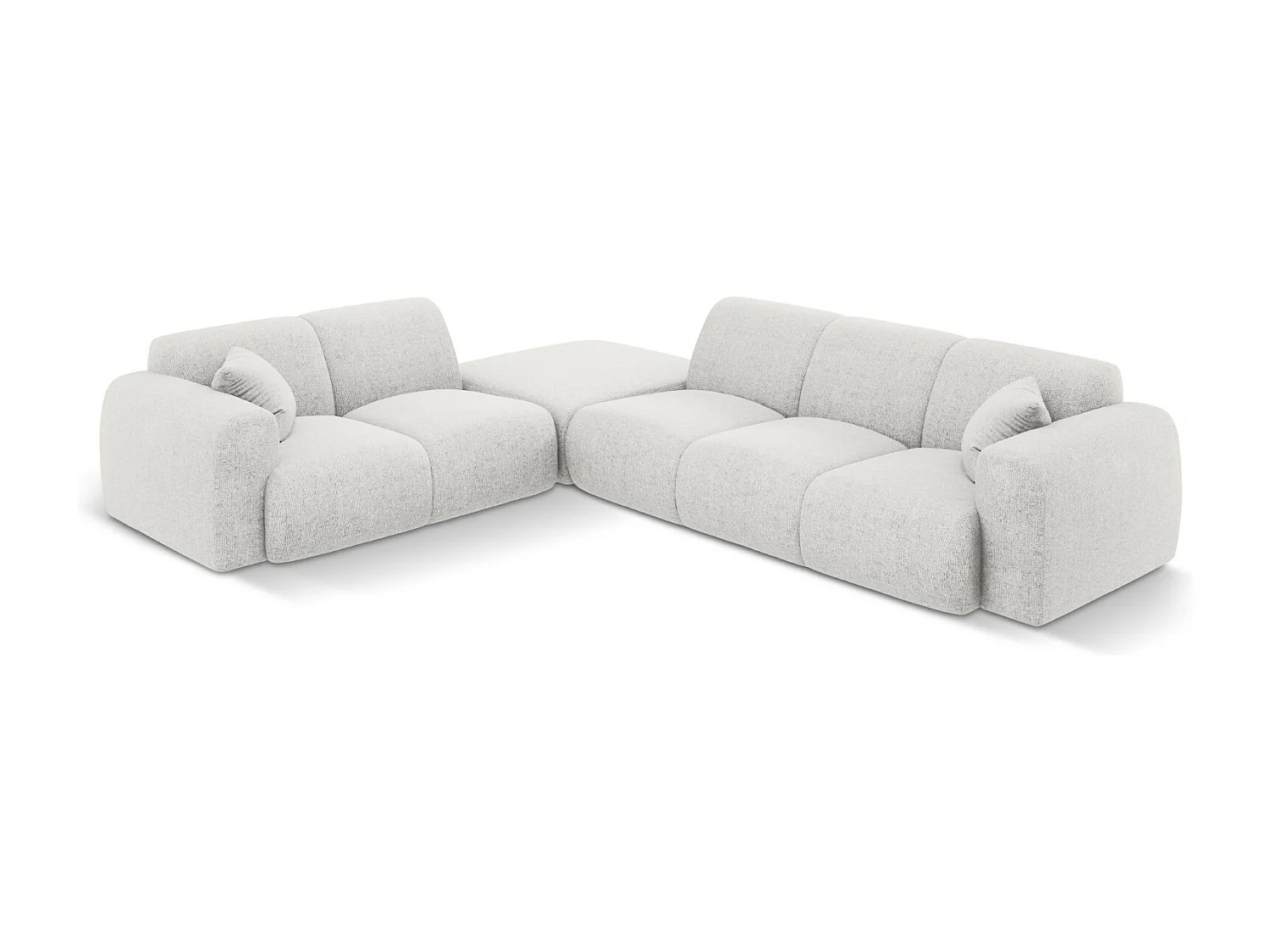 Cosmopolitan Design - Sofá esquinero izquierdo "Nolio" 4 plazas de tejido chenilla gris claro - 315x250x72cm