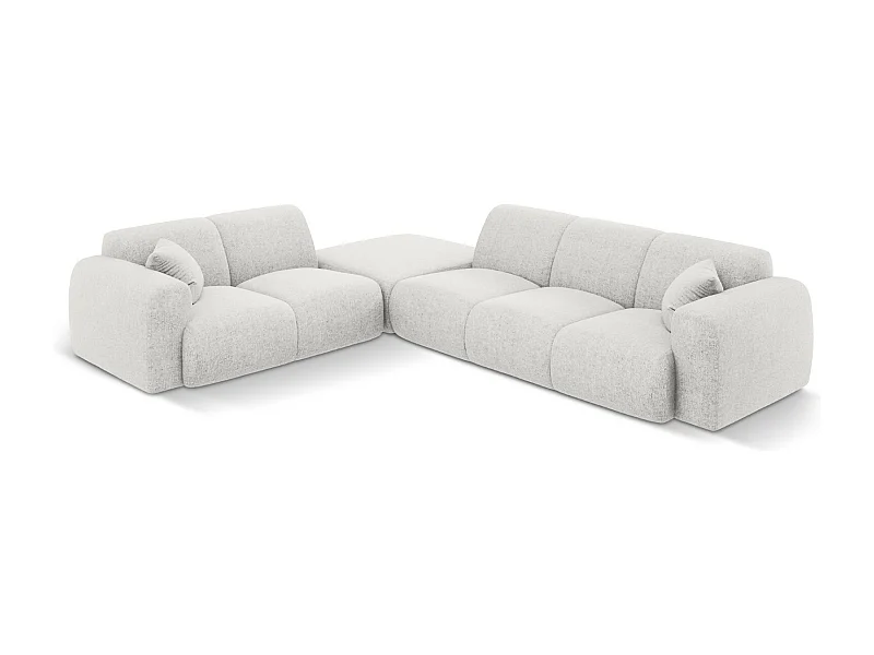 Cosmopolitan Design - Sofá de canto esquerdo "Nolio" 4 lugares em tecido chenille cinza claro - 315x250x72cm