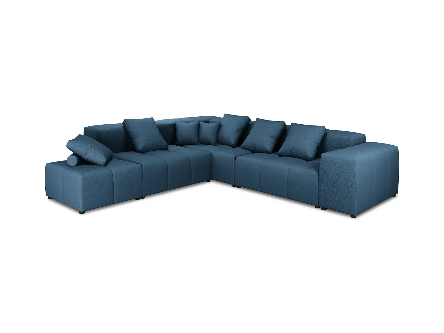Cosmopolitan Design - Symmetrische modulaire hoekbank "Rome" 7 zitplaatsen, Structurele stof, Donkerblauw - 320x320x75cm