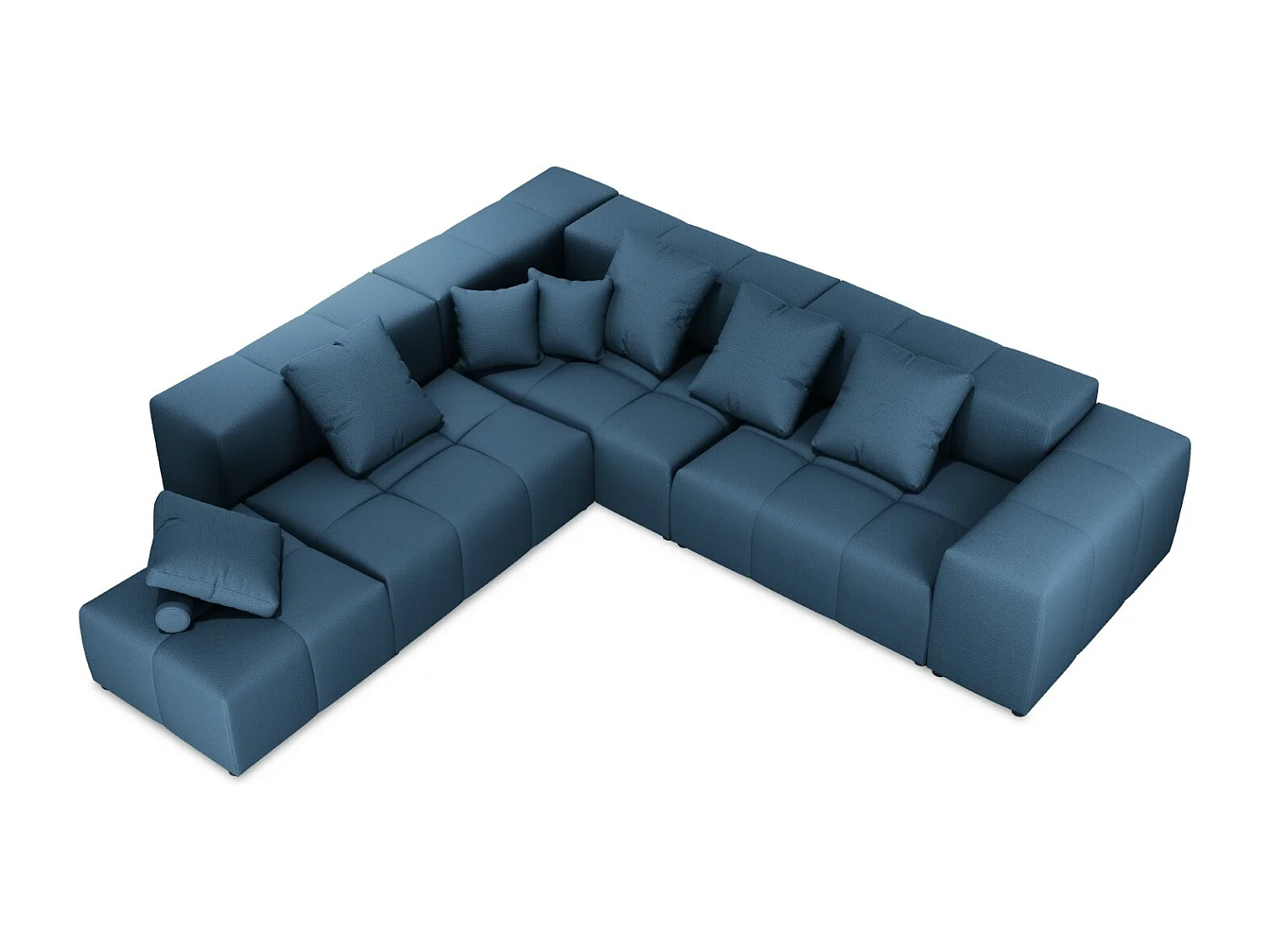 Cosmopolitan Design - Sofá de canto modular simétrico "Rome" 7 lugares em tecido estrutural azul escuro - 320x320x75cm