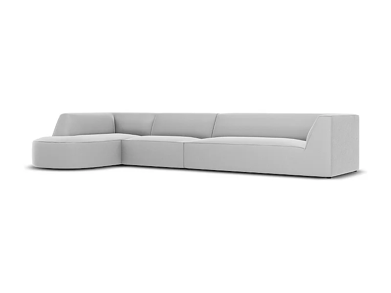 CXL by Christian Lacroix - Divano angolare sinistro "Charles" 5 posti in velluto grigio chiaro - 366x180x69cm