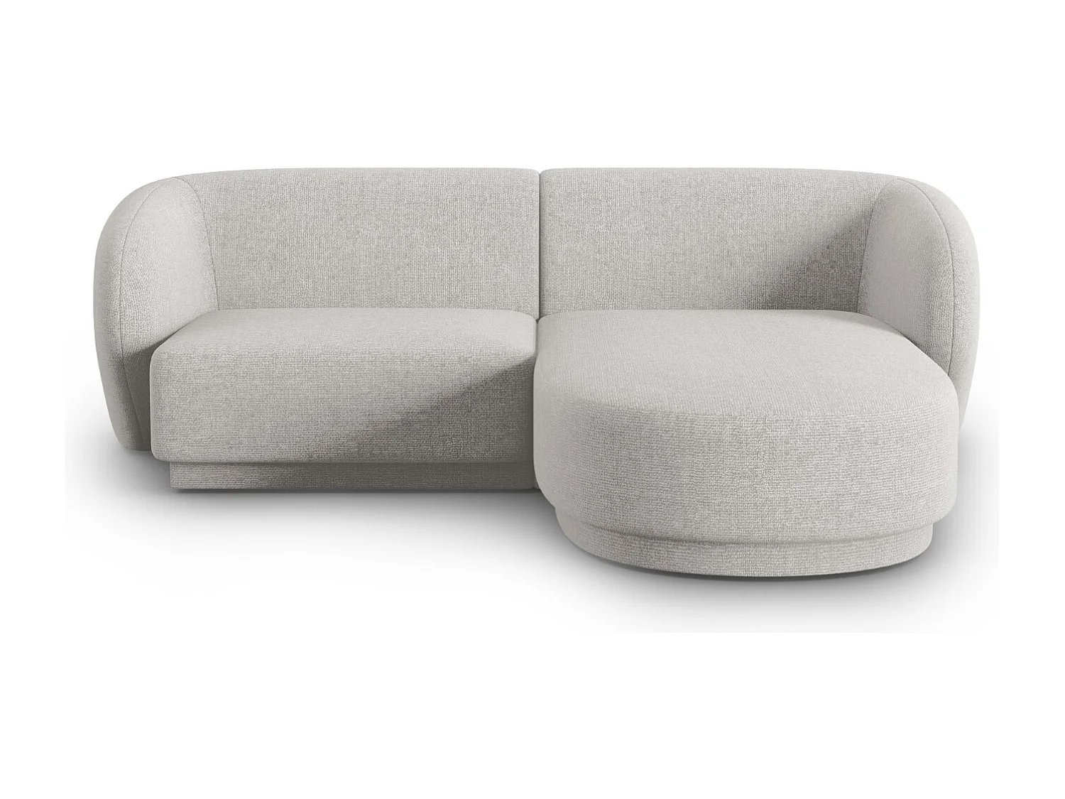 CXL by Christian Lacroix - Canapé d'angle droit modulable "Lionel" 3 places en chenille argent chiné - 188x155x74cm