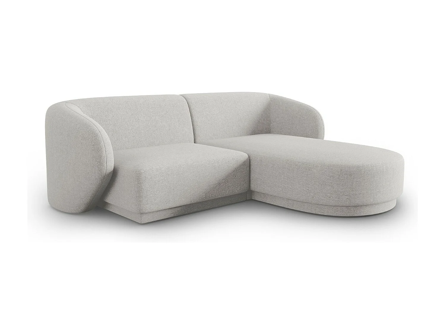 CXL by Christian Lacroix - Canapé d'angle droit modulable "Lionel" 3 places en chenille argent chiné - 188x155x74cm