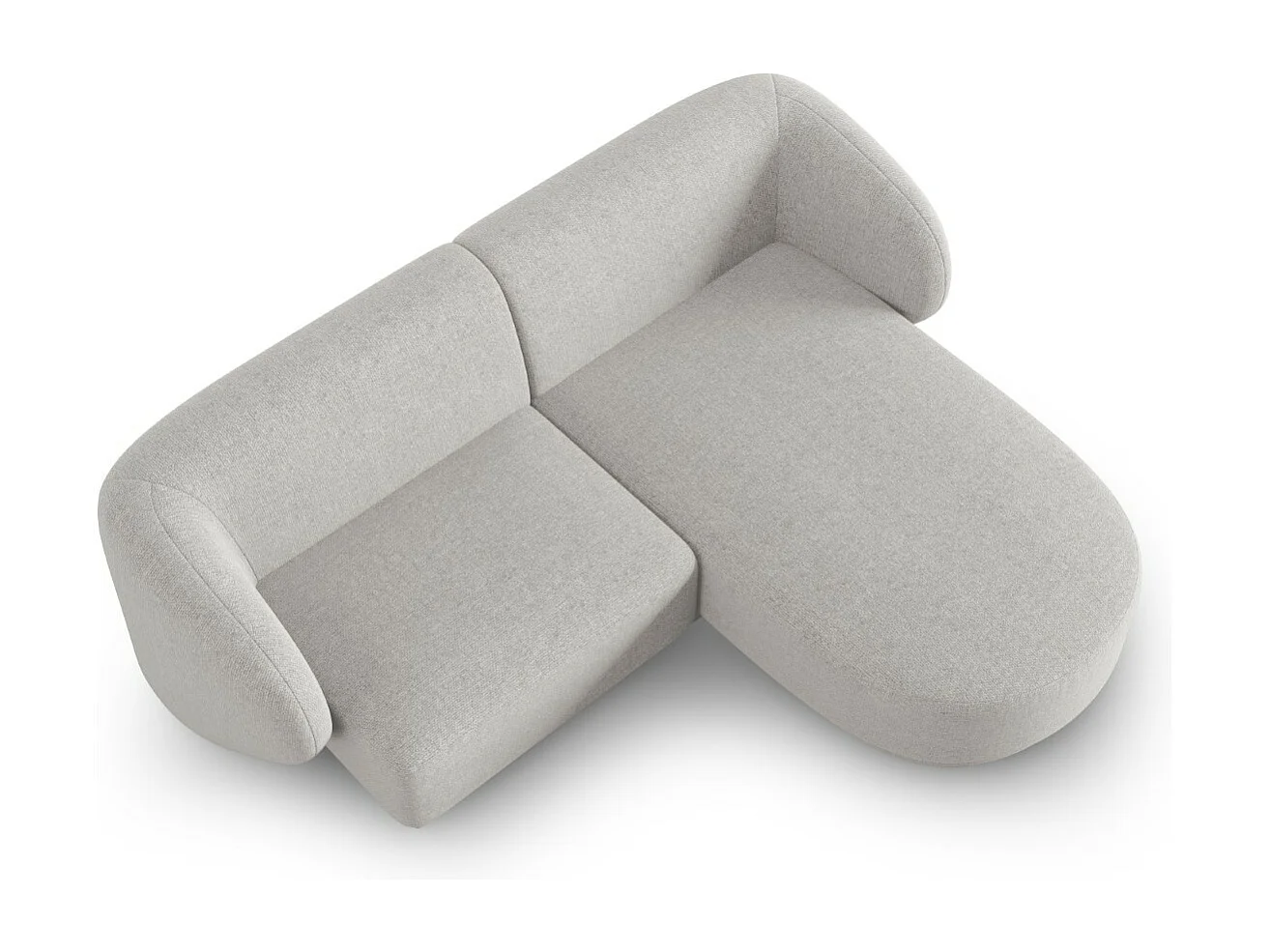 CXL by Christian Lacroix - Canapé d'angle droit modulable "Lionel" 3 places en chenille argent chiné - 188x155x74cm