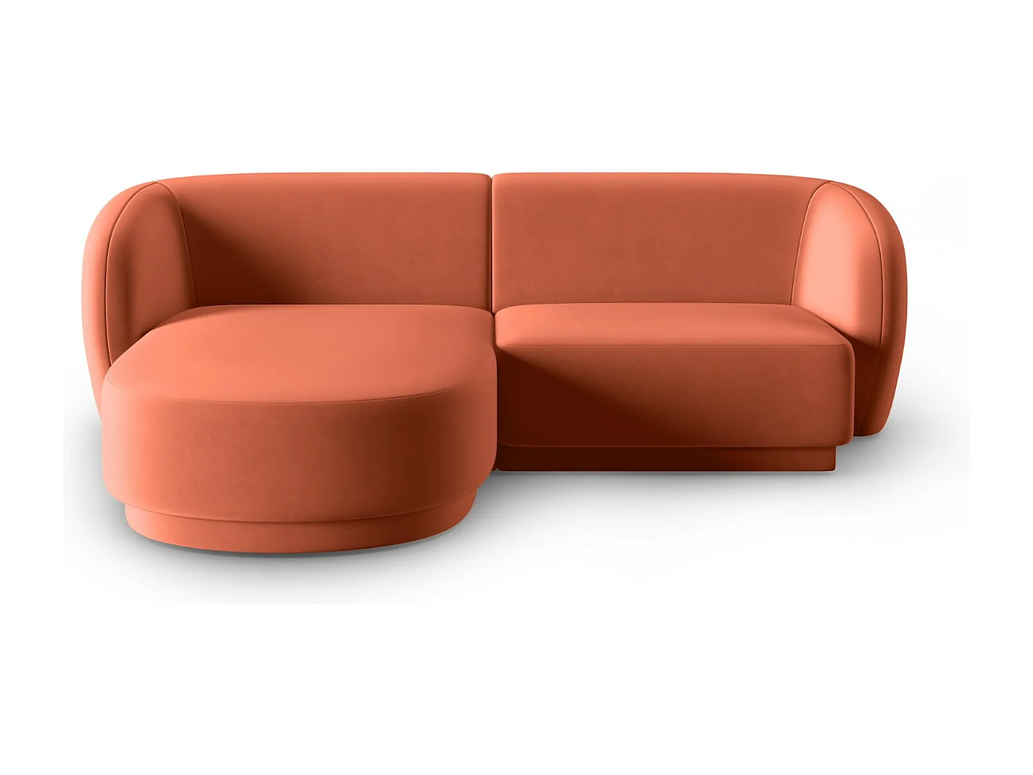 CXL by Christian Lacroix - Canapé d'angle gauche modulable "Lionel" 3 places en velours corail - 188x155x74cm