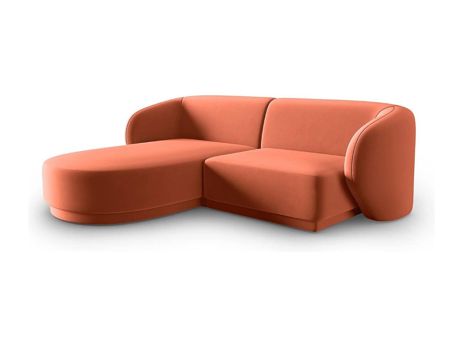 CXL by Christian Lacroix - Canapé d'angle gauche modulable "Lionel" 3 places en velours corail - 188x155x74cm