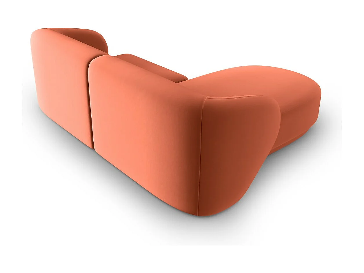 CXL by Christian Lacroix - Canapé d'angle gauche modulable "Lionel" 3 places en velours corail - 188x155x74cm