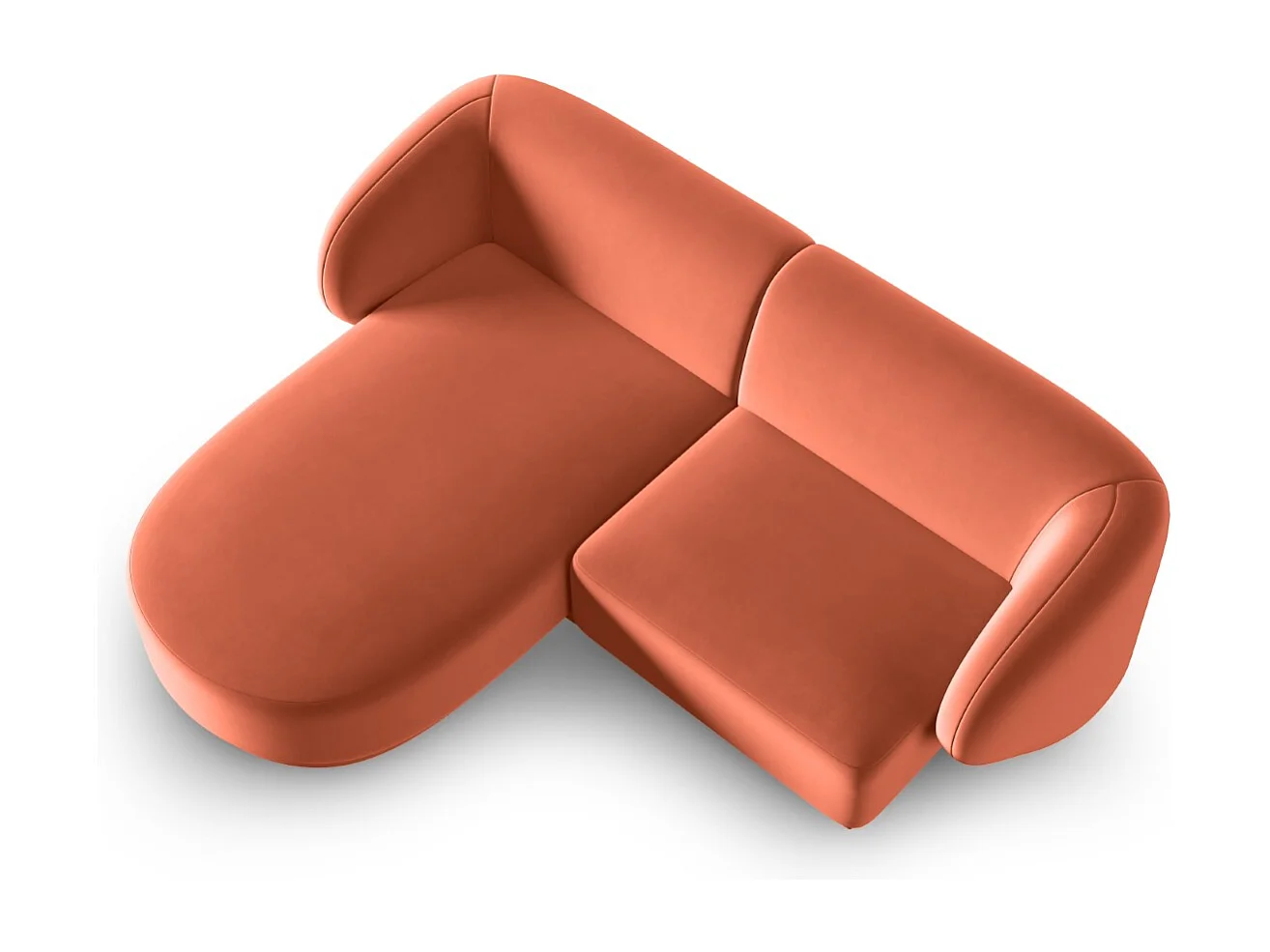 CXL by Christian Lacroix - Canapé d'angle gauche modulable "Lionel" 3 places en velours corail - 188x155x74cm