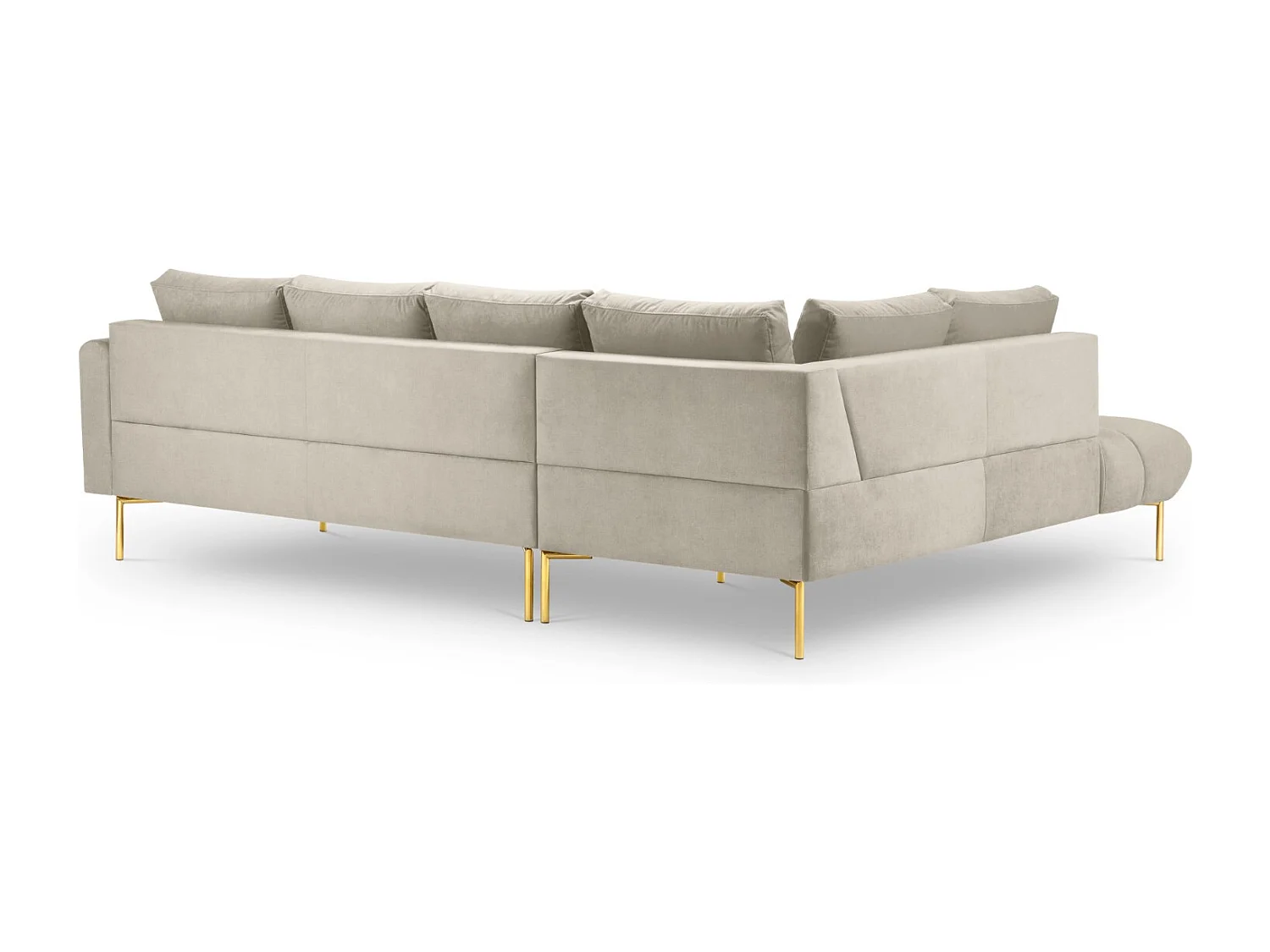 Cosmopolitan Design - Linker hoekbank "Hastings" 5 zitplaatsen, Flueel, Beige - 301x216x75cm
