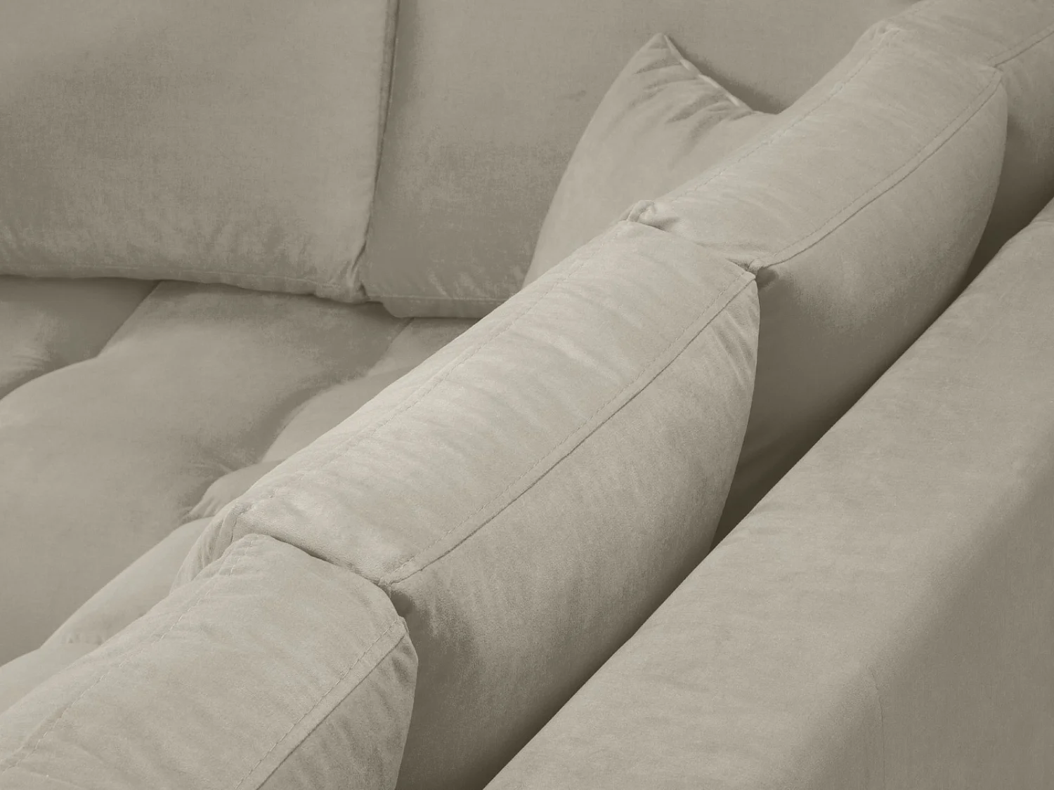 Cosmopolitan Design - Canapé d'angle gauche "Hastings" 5 places en velours beige - 301x216x75cm