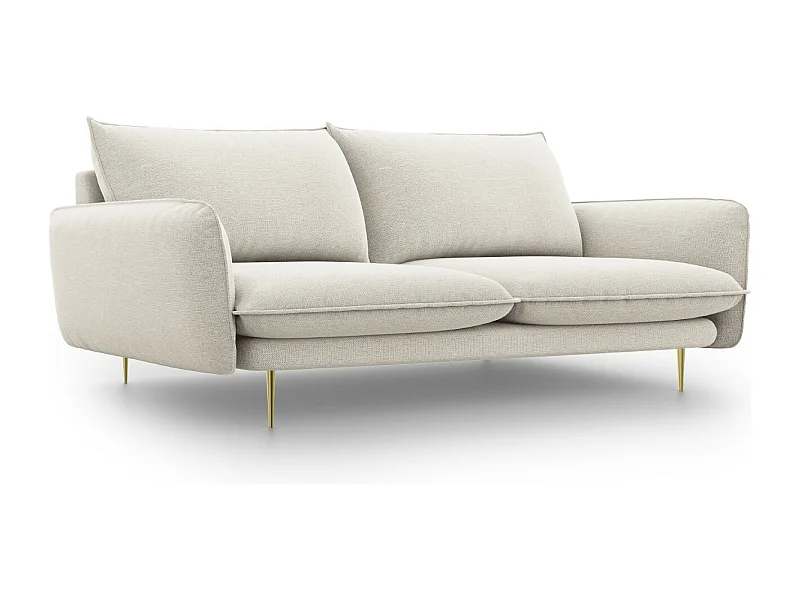 Cosmopolitan Design - Sofá "Vienna" 3 lugares em tecido estrutural bege claro - 200x92x95cm