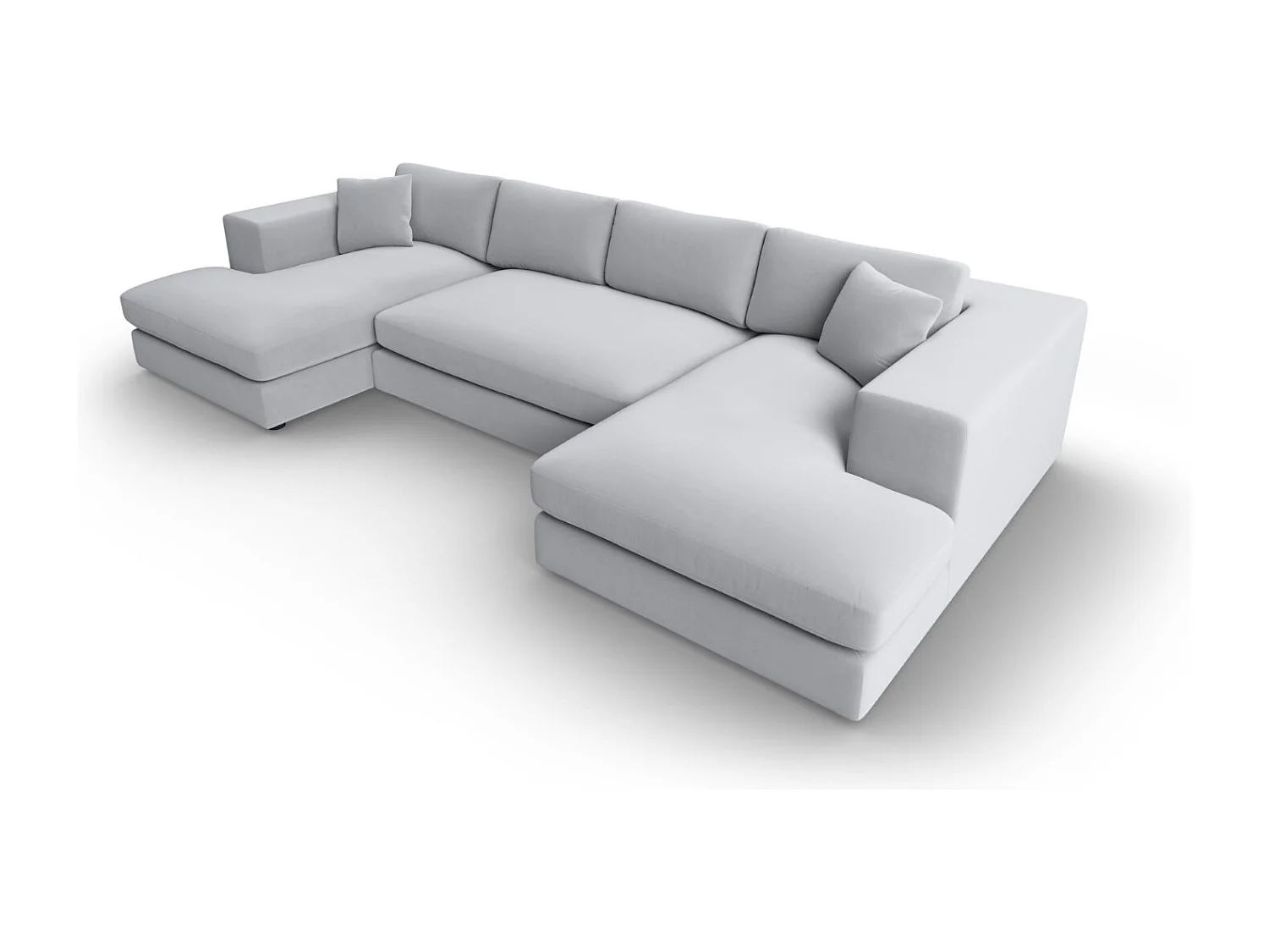 CXL by Christian Lacroix - Sofá panorámico "Tendance" 5 plazas de terciopelo gris claro - 344x170x72cm