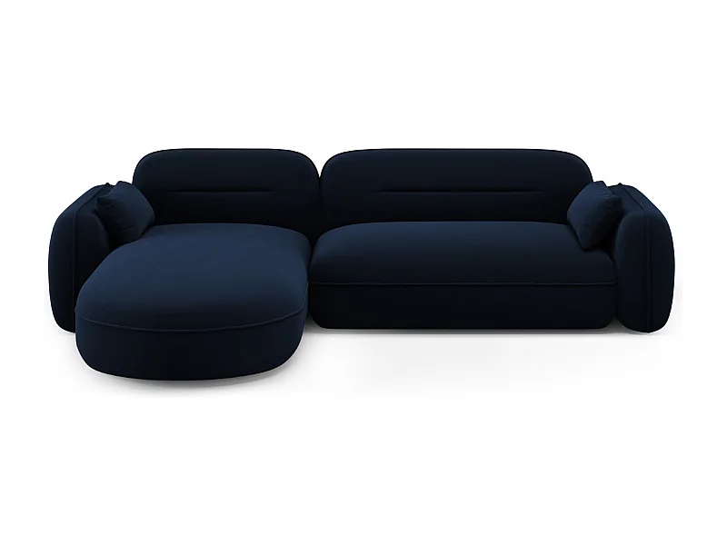 Cosmopolitan Design - 4-Sitzer modulares Ecksofa links "Sydney" aus Samt königsblau - 275x165x70cm