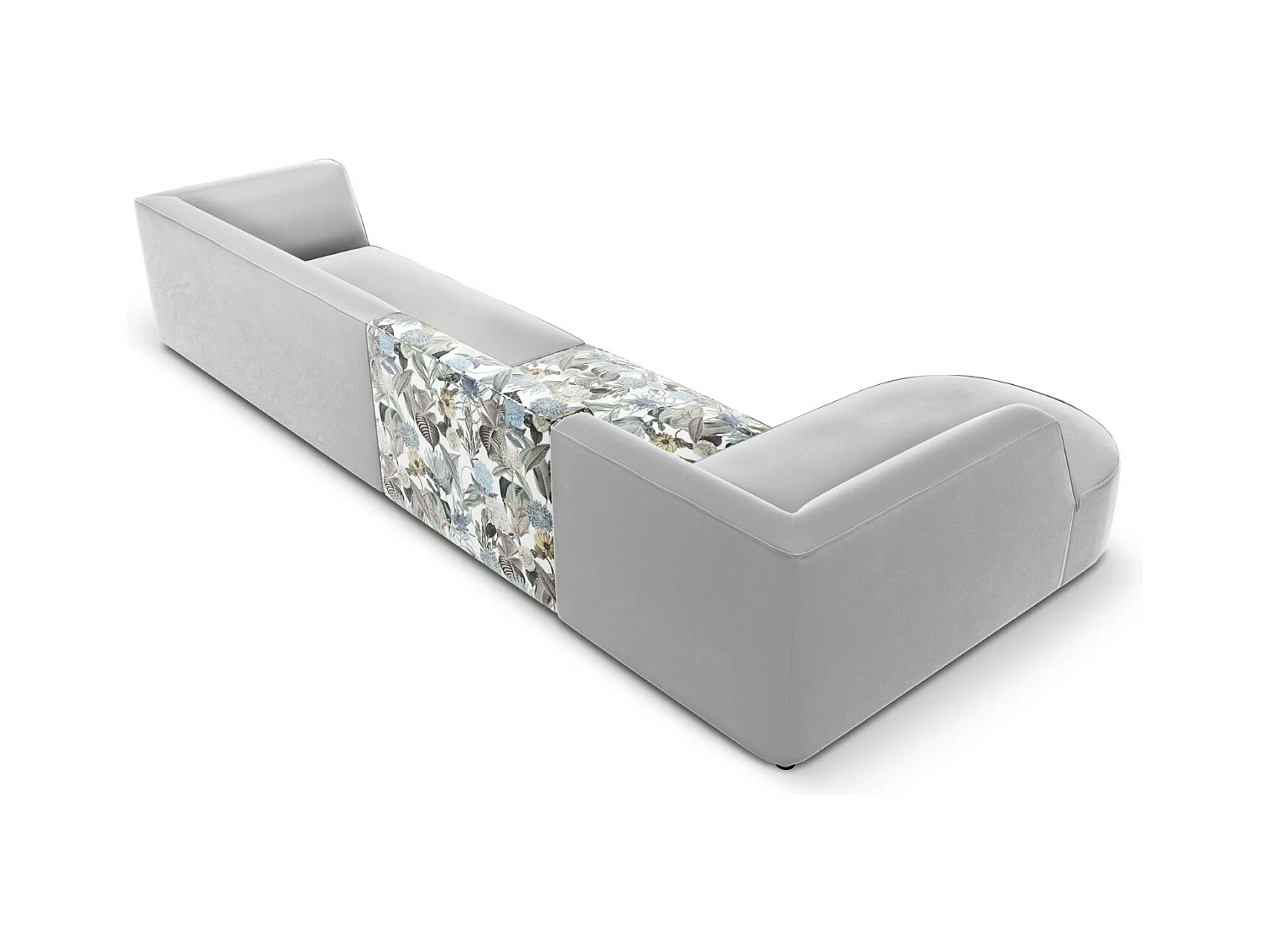 CXL by Christian Lacroix - 5-Sitzer Ecksofa links "Charles" Sitzer aus Samt blaues gartenmotiv - 366x180x69cm
