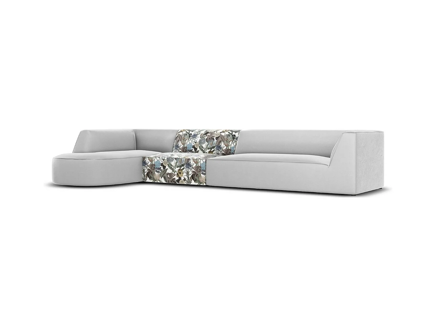 CXL by Christian Lacroix - 5-Sitzer Ecksofa links "Charles" Sitzer aus Samt blaues gartenmotiv - 366x180x69cm
