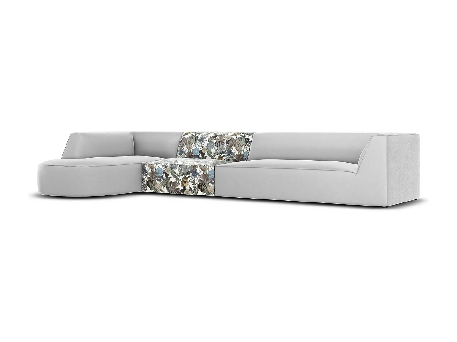 CXL by Christian Lacroix - 5-Sitzer Ecksofa links "Charles" Sitzer aus Samt blaues gartenmotiv - 366x180x69cm
