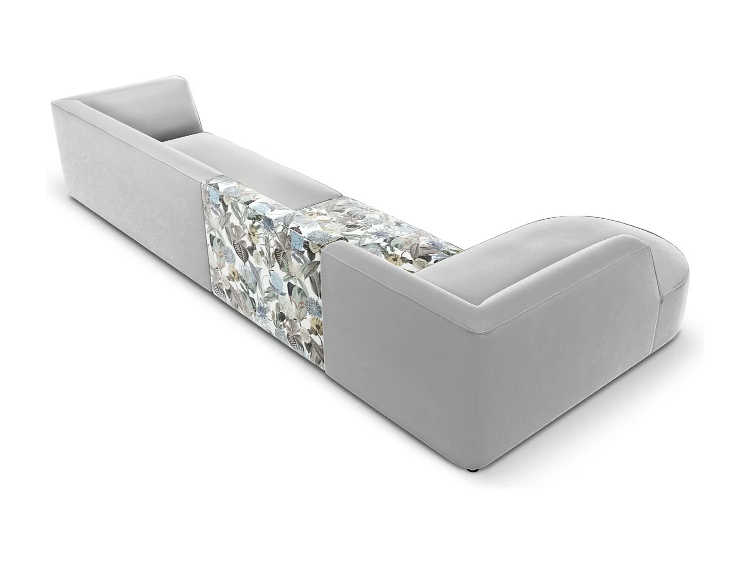CXL by Christian Lacroix - 5-Sitzer Ecksofa links "Charles" Sitzer aus Samt blaues gartenmotiv - 366x180x69cm