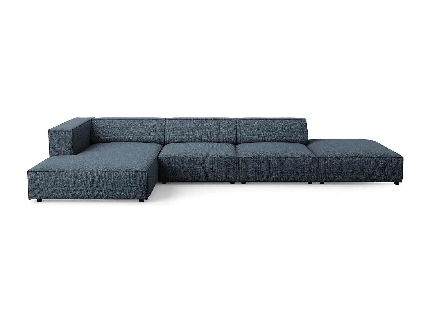 Cosmopolitan Design - 5-Sitzer Ecksofa links "Arendal" aus Chenille-Stoff königsblau - 341x166x70cm
