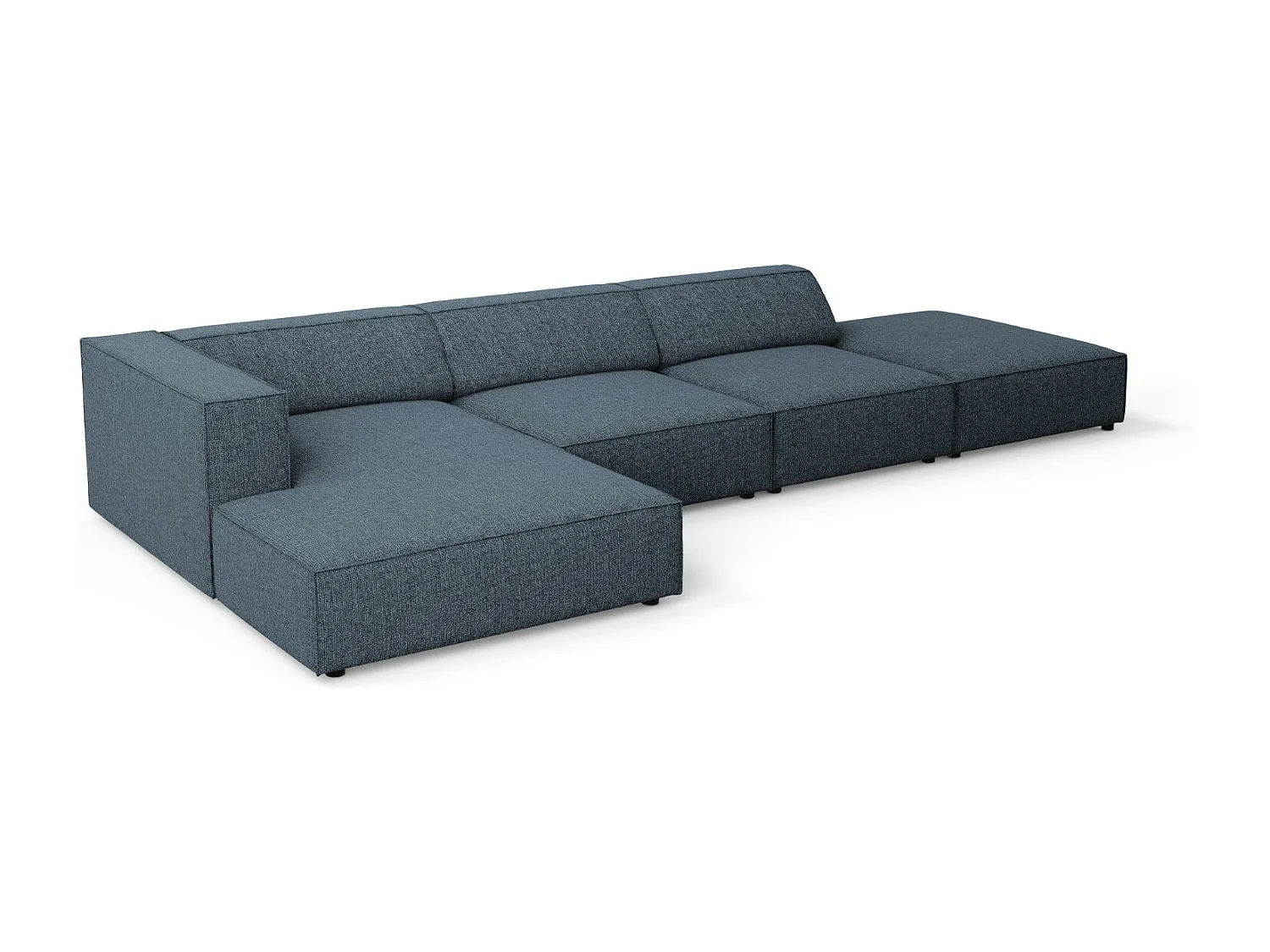 Cosmopolitan Design - 5-Sitzer Ecksofa links "Arendal" aus Chenille-Stoff königsblau - 341x166x70cm