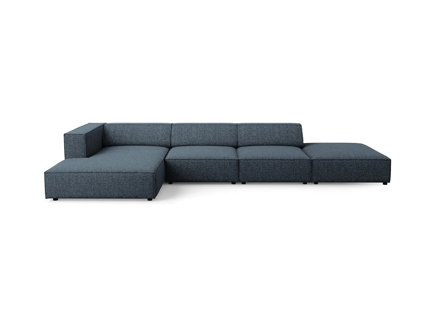 Cosmopolitan Design - Canapé d'angle gauche "Arendal" 5 places en chenille bleu roi - 341x166x70cm