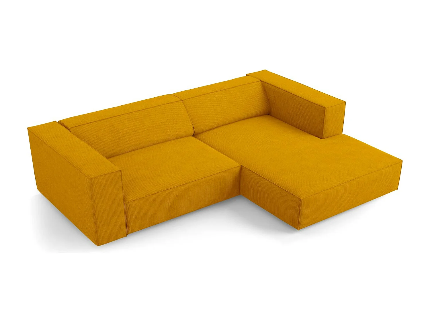 Cosmopolitan Design - Canapé d'angle droit "Arendal" 3 places en chenille avec un effet côtelé moutarde - 224x166x70cm