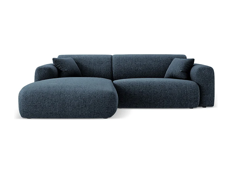 Cosmopolitan Design - Sofá esquinero izquierdo "Nolio" 4 plazas de tejido chenilla azul regio - 235x170x72cm