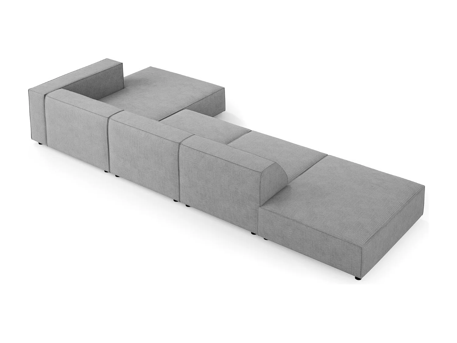 Cosmopolitan Design - Rechter hoekbank "Arendal" 5 zitplaatsen, Chenille met ribbeleffect, Donkergrijs - 341x166x70cm