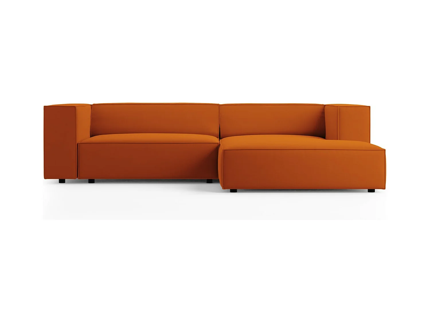 Cosmopolitan Design - Canapé d'angle droit "Arendal" 3 places en velours terracotta - 224x166x70cm