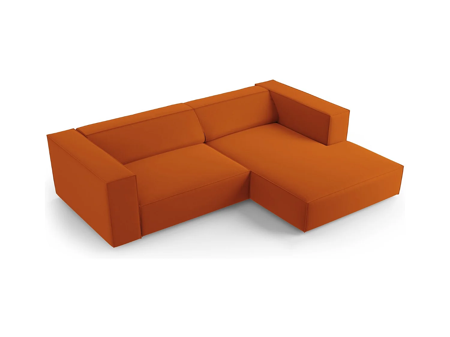 Cosmopolitan Design - Canapé d'angle droit "Arendal" 3 places en velours terracotta - 224x166x70cm