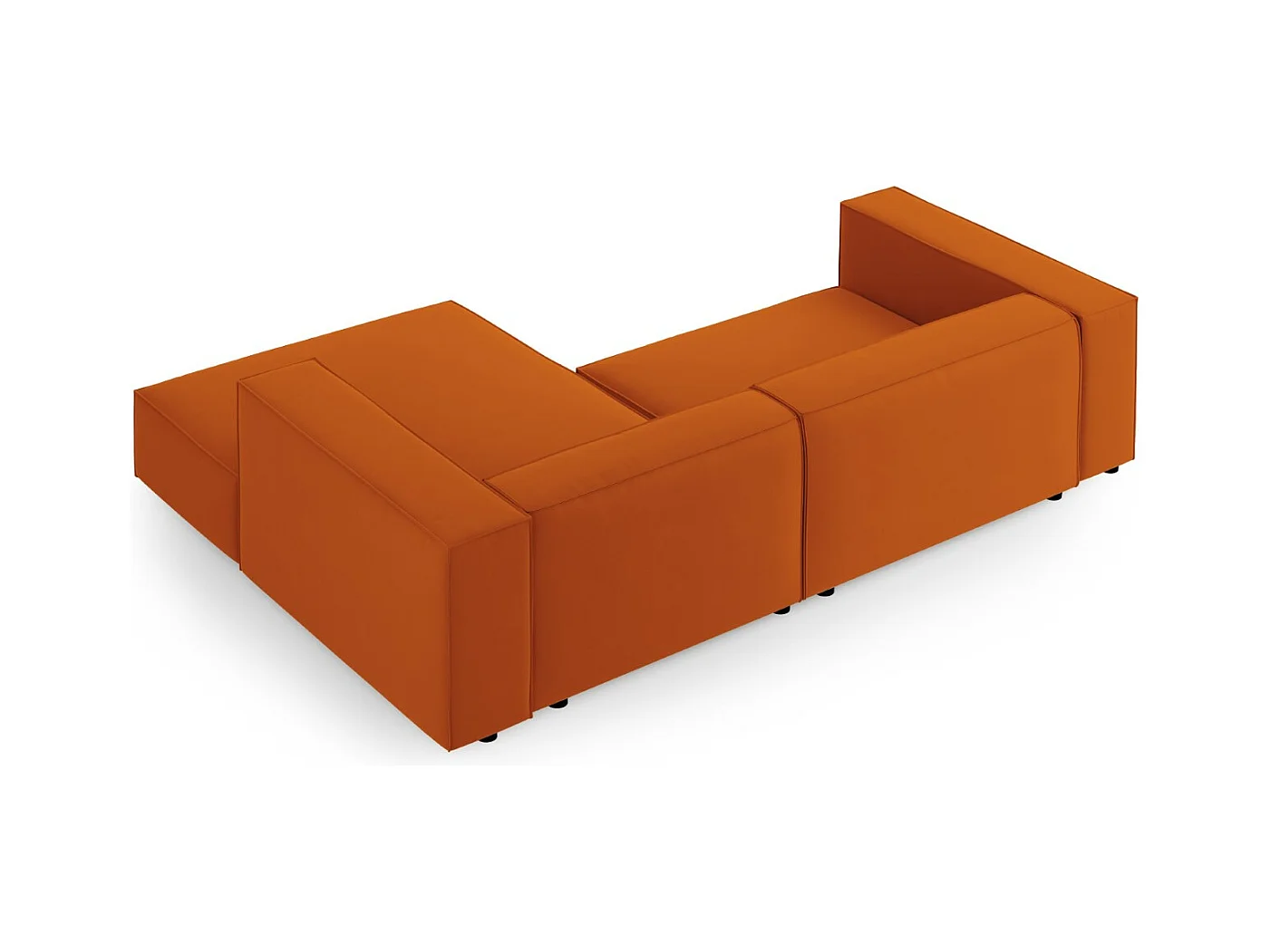 Cosmopolitan Design - Canapé d'angle droit "Arendal" 3 places en velours terracotta - 224x166x70cm