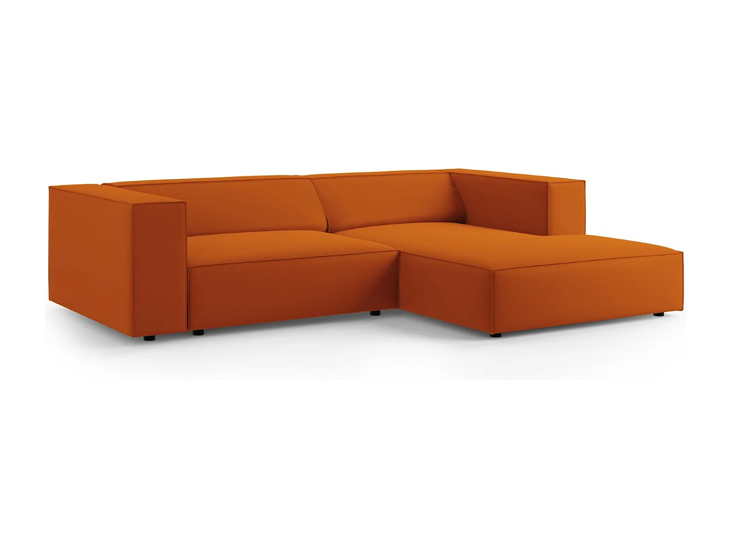 Cosmopolitan Design - Canapé d'angle droit "Arendal" 3 places en velours terracotta - 224x166x70cm