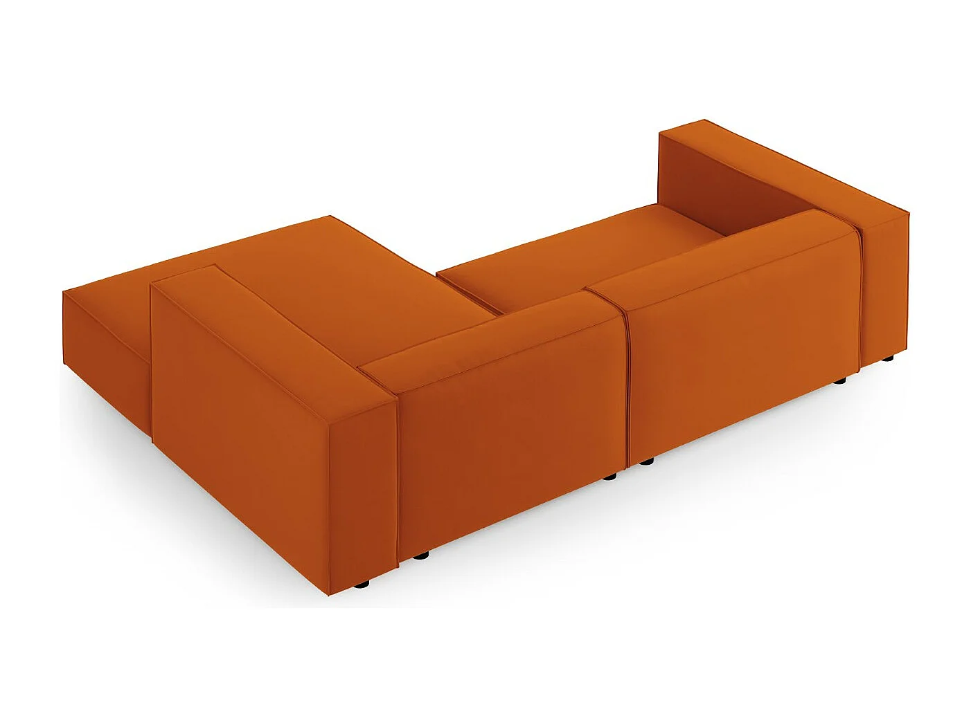 Cosmopolitan Design - Canapé d'angle droit "Arendal" 3 places en velours terracotta - 224x166x70cm