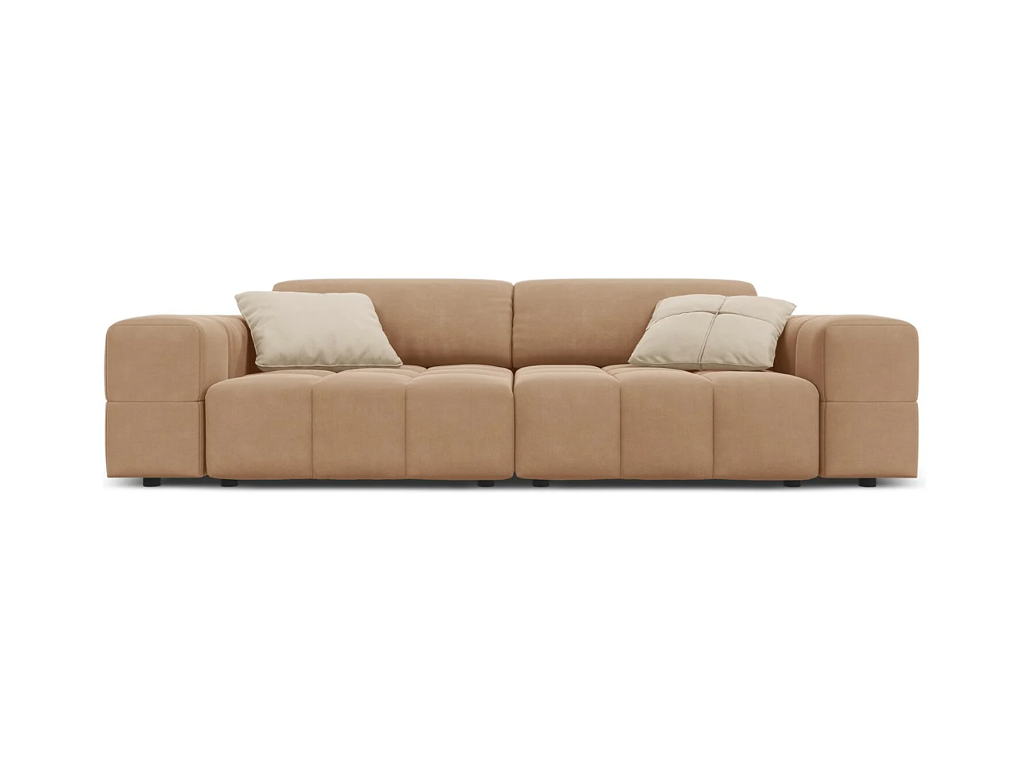 CXL by Christian Lacroix - Canapé "Luc" 3 places en velours beige foncé - 204x102x70cm
