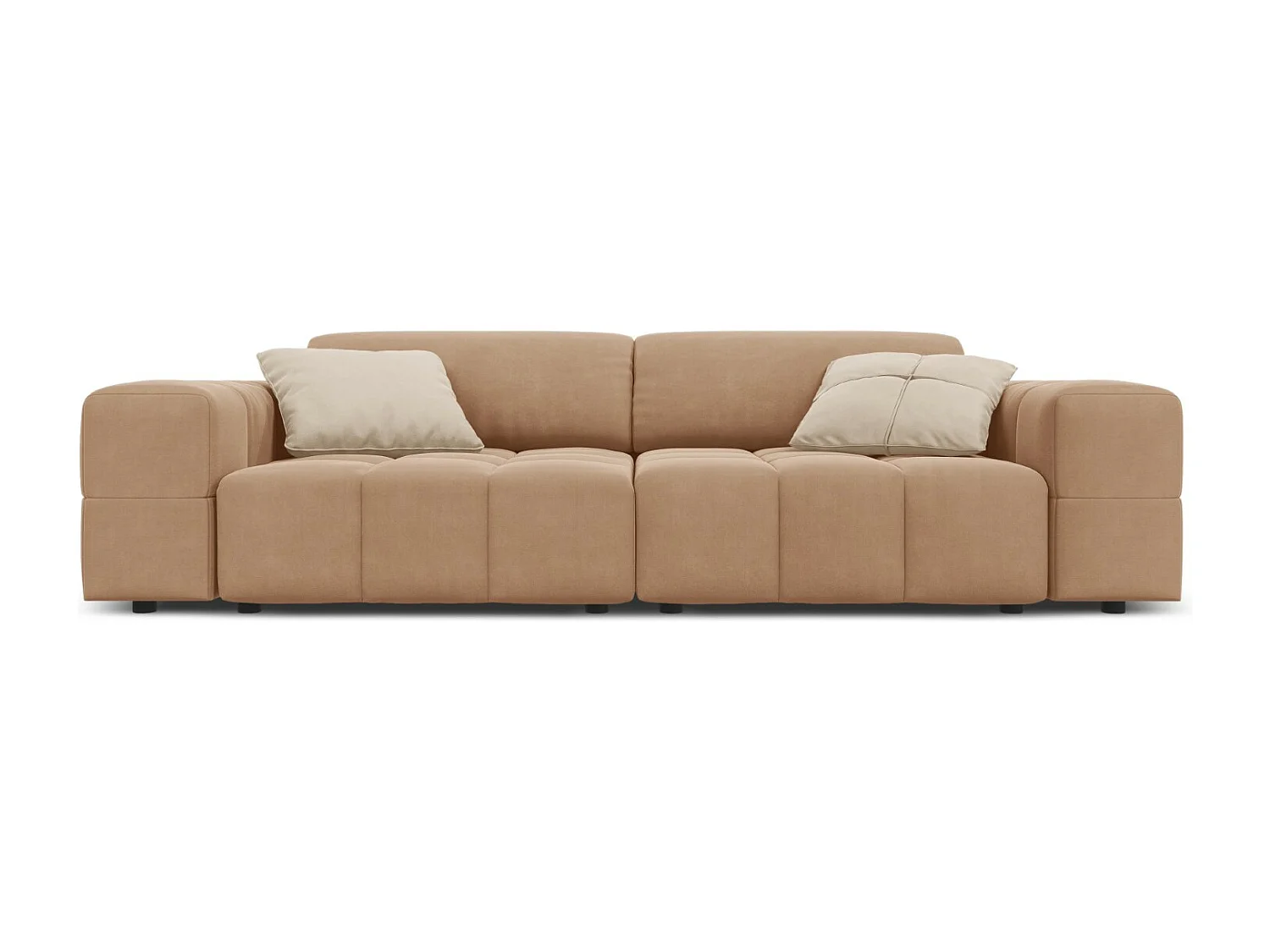 CXL by Christian Lacroix - Canapé "Luc" 3 places en velours beige foncé - 204x102x70cm