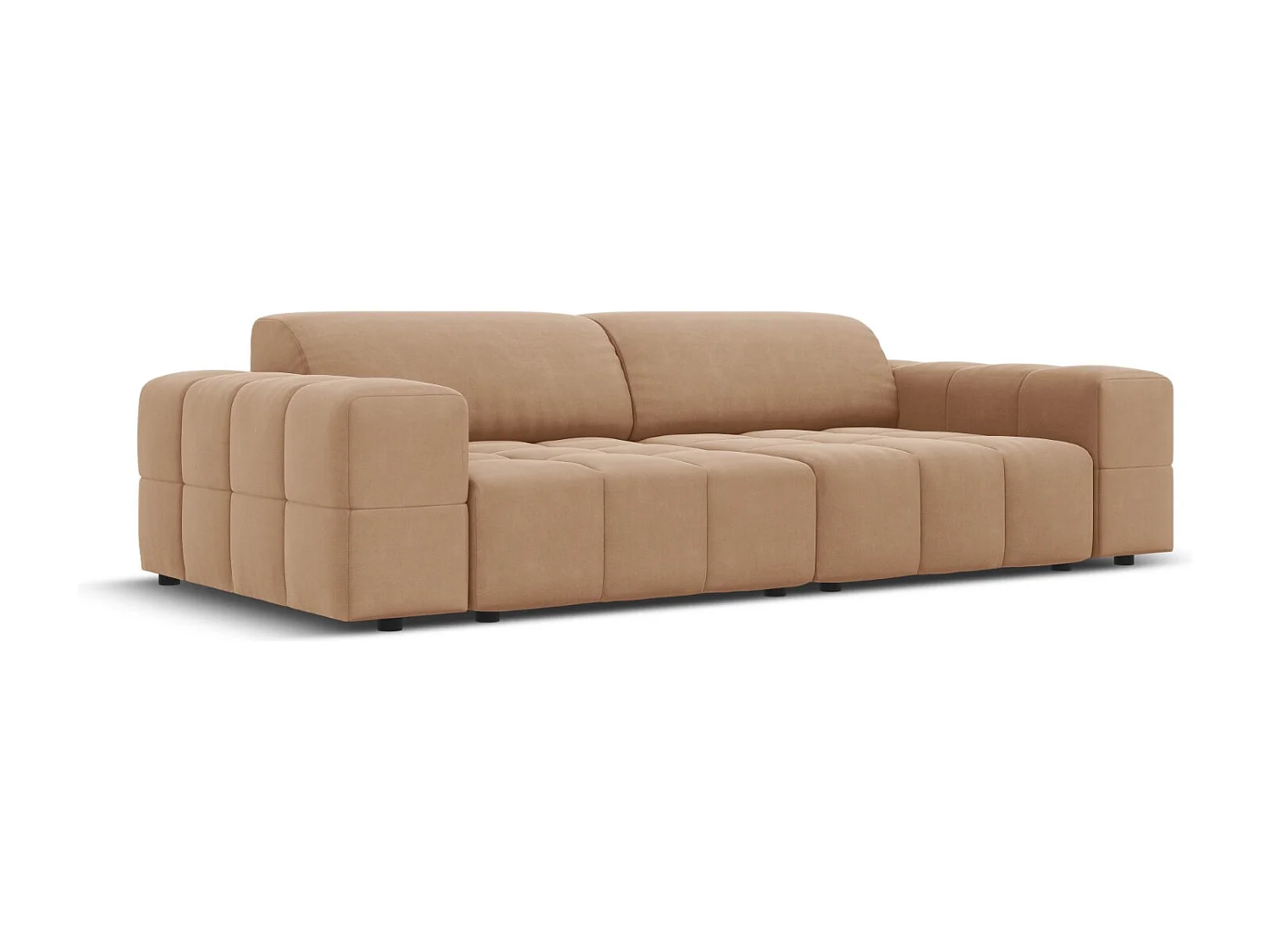 CXL by Christian Lacroix - Canapé "Luc" 3 places en velours beige foncé - 204x102x70cm