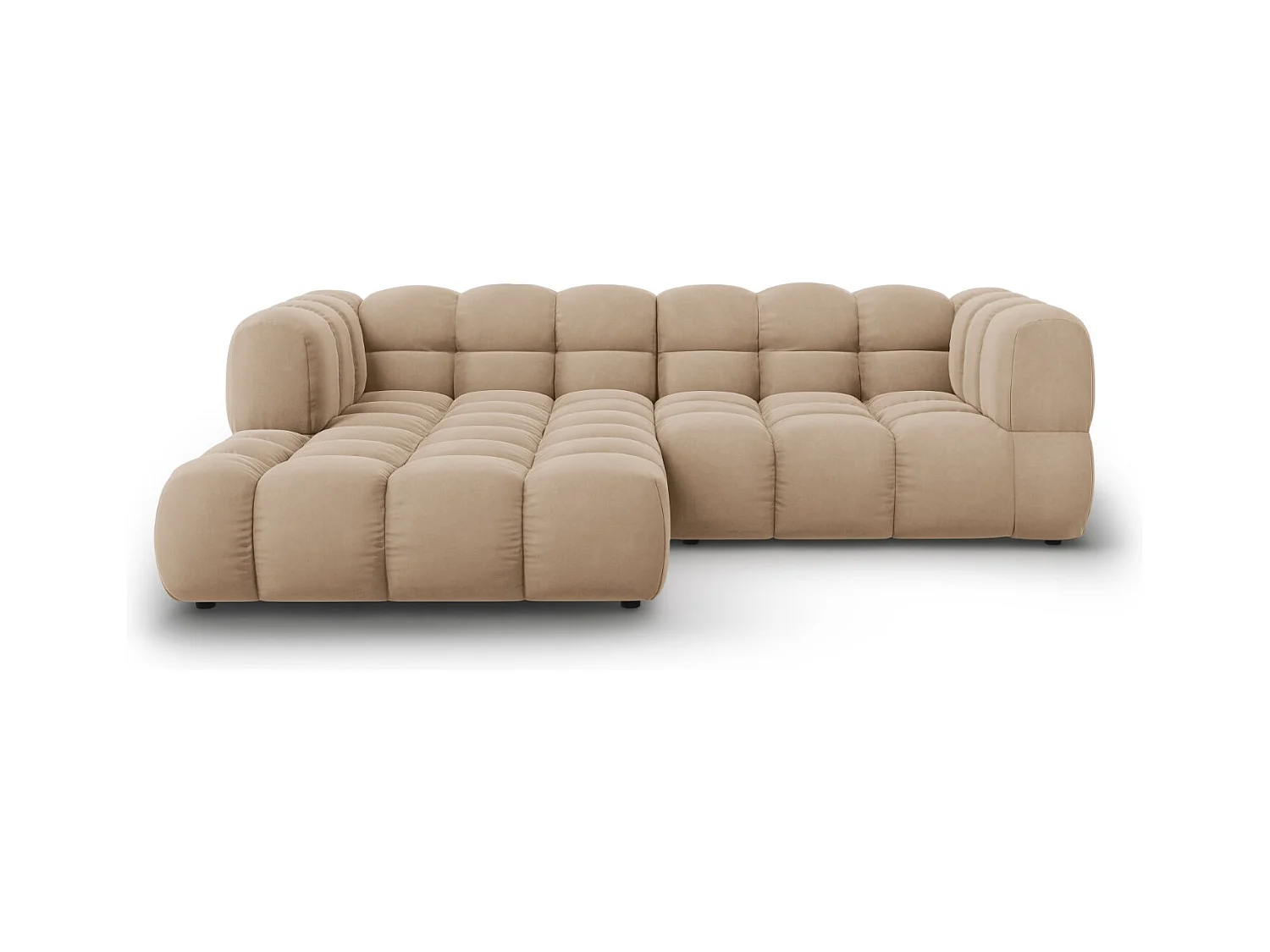 Cosmopolitan Design - Sofá esquinero modular izquierdo "Sky" 3 plazas de terciopelo arena - 244x162x75cm