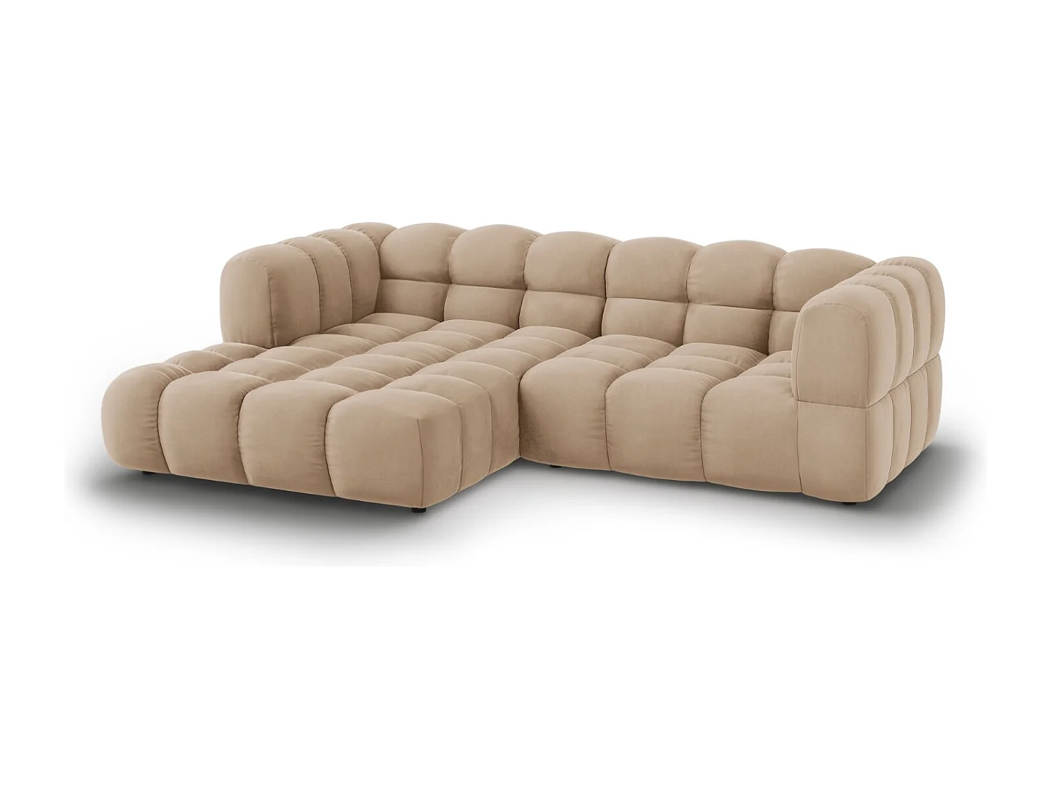 Cosmopolitan Design - Sofá esquinero modular izquierdo "Sky" 3 plazas de terciopelo arena - 244x162x75cm