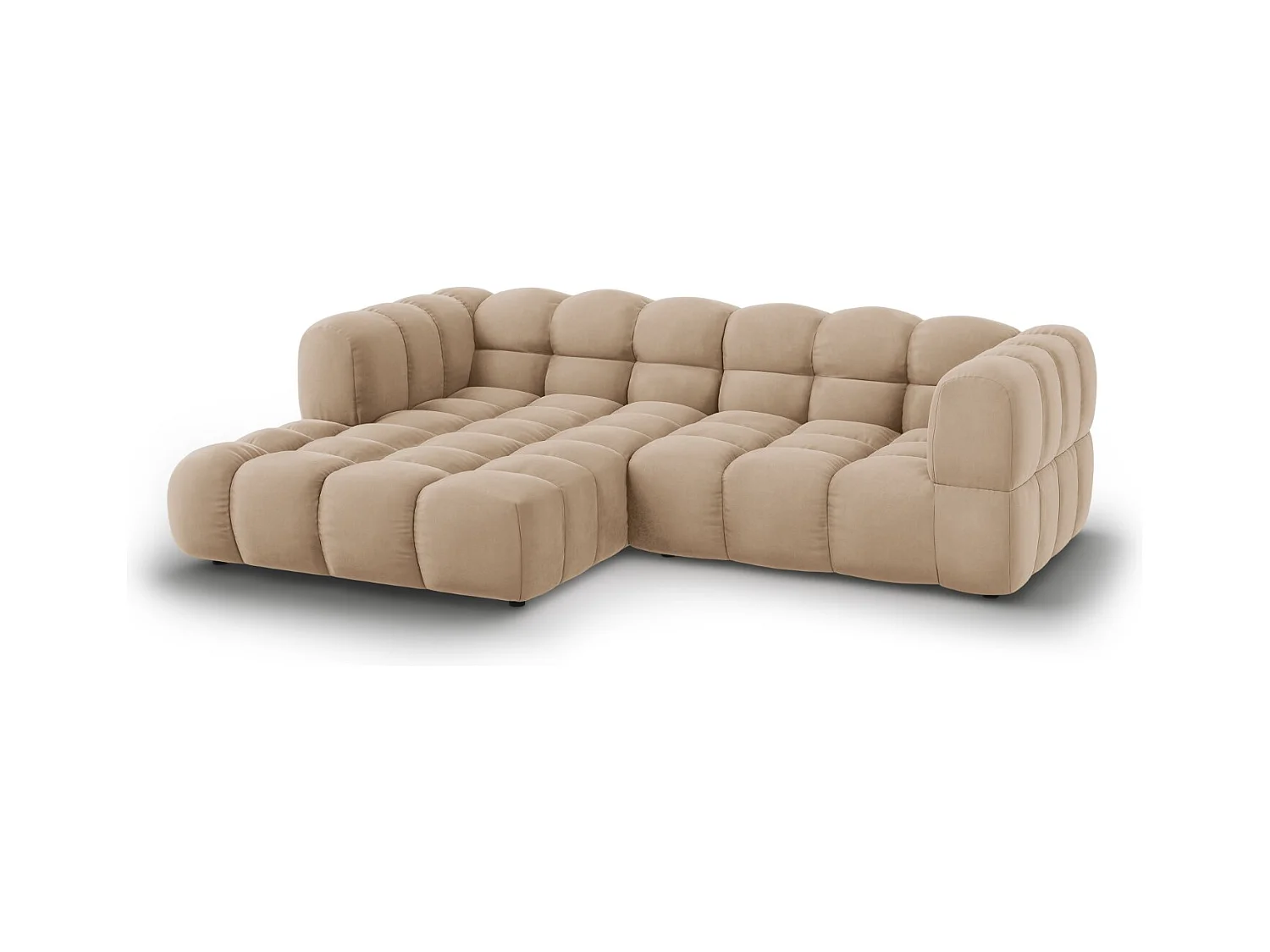 Cosmopolitan Design - Canapé d'angle gauche modulable "Sky" 3 places en velours le sable - 244x162x75cm