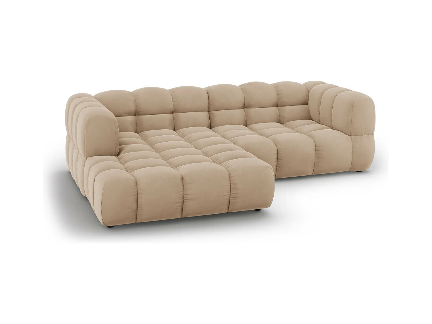 Cosmopolitan Design - Canapé d'angle gauche modulable "Sky" 3 places en velours le sable - 244x162x75cm