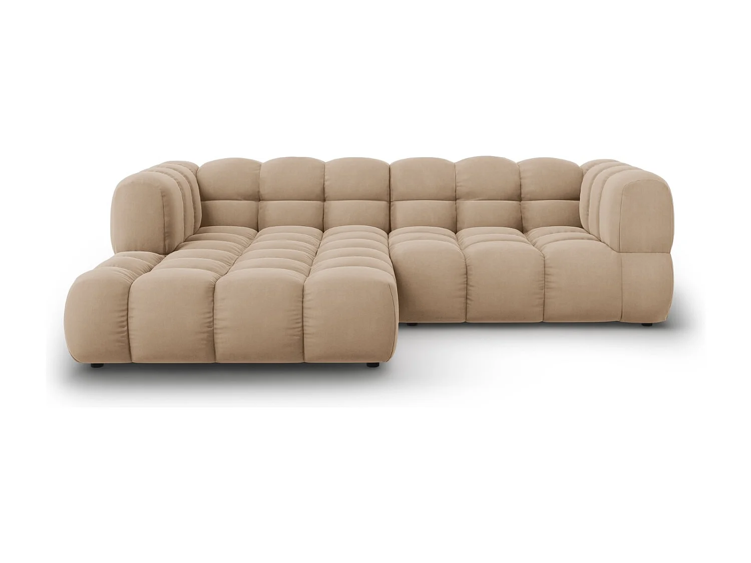 Cosmopolitan Design - Sofá modular de canto esquerdo "Sky" 3 lugares em veludo areia - 244x162x75cm