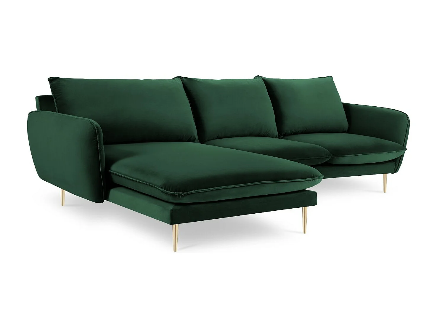 Cosmopolitan Design - Canapé d'angle gauche "Vienna" 5 places en velours vert bouteille - 255x170x95cm