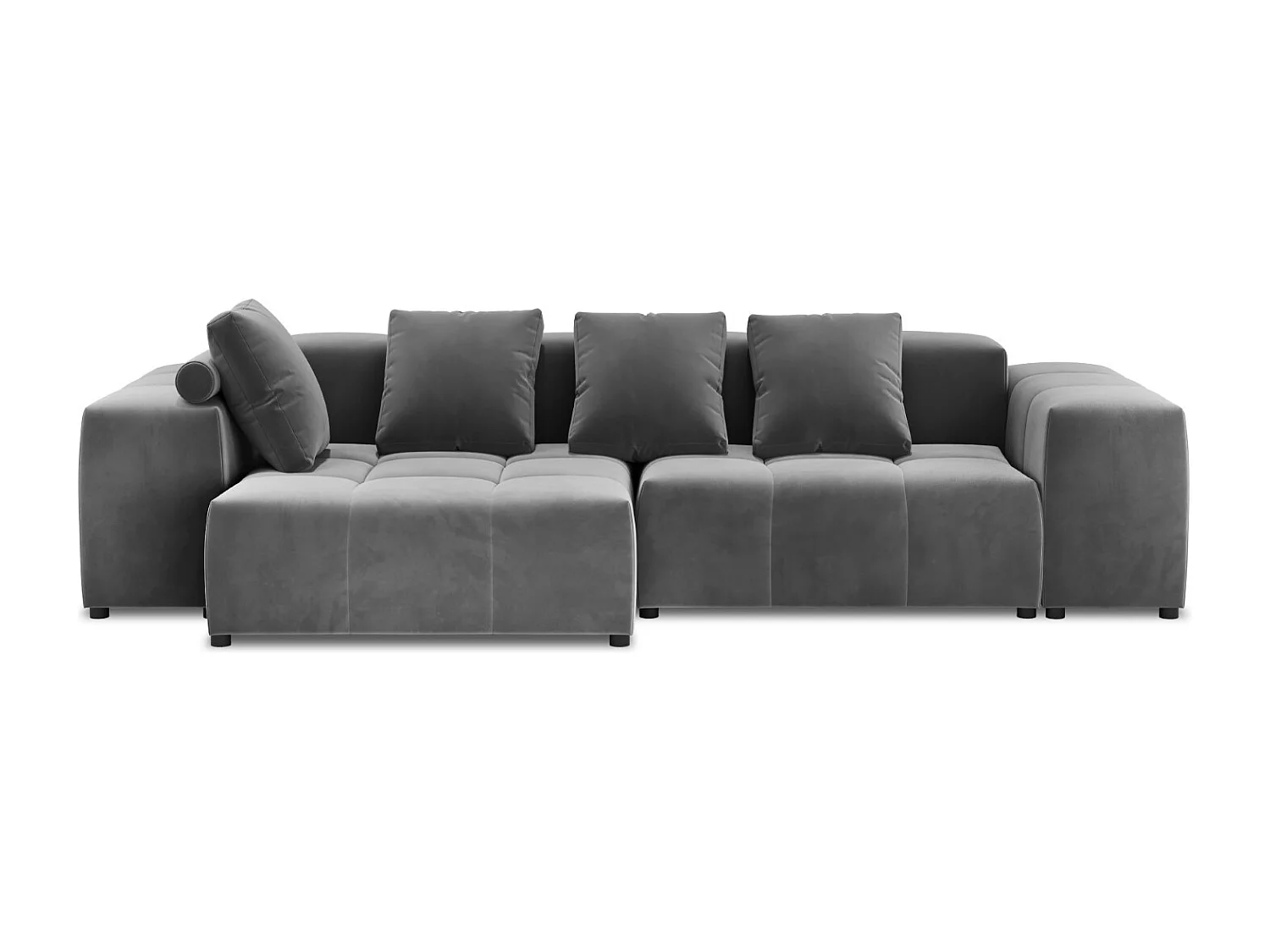 Cosmopolitan Design - Narożnik symetryczny modułowy, "Rome" 4 miejsca welur, szary - 320x160x75cm