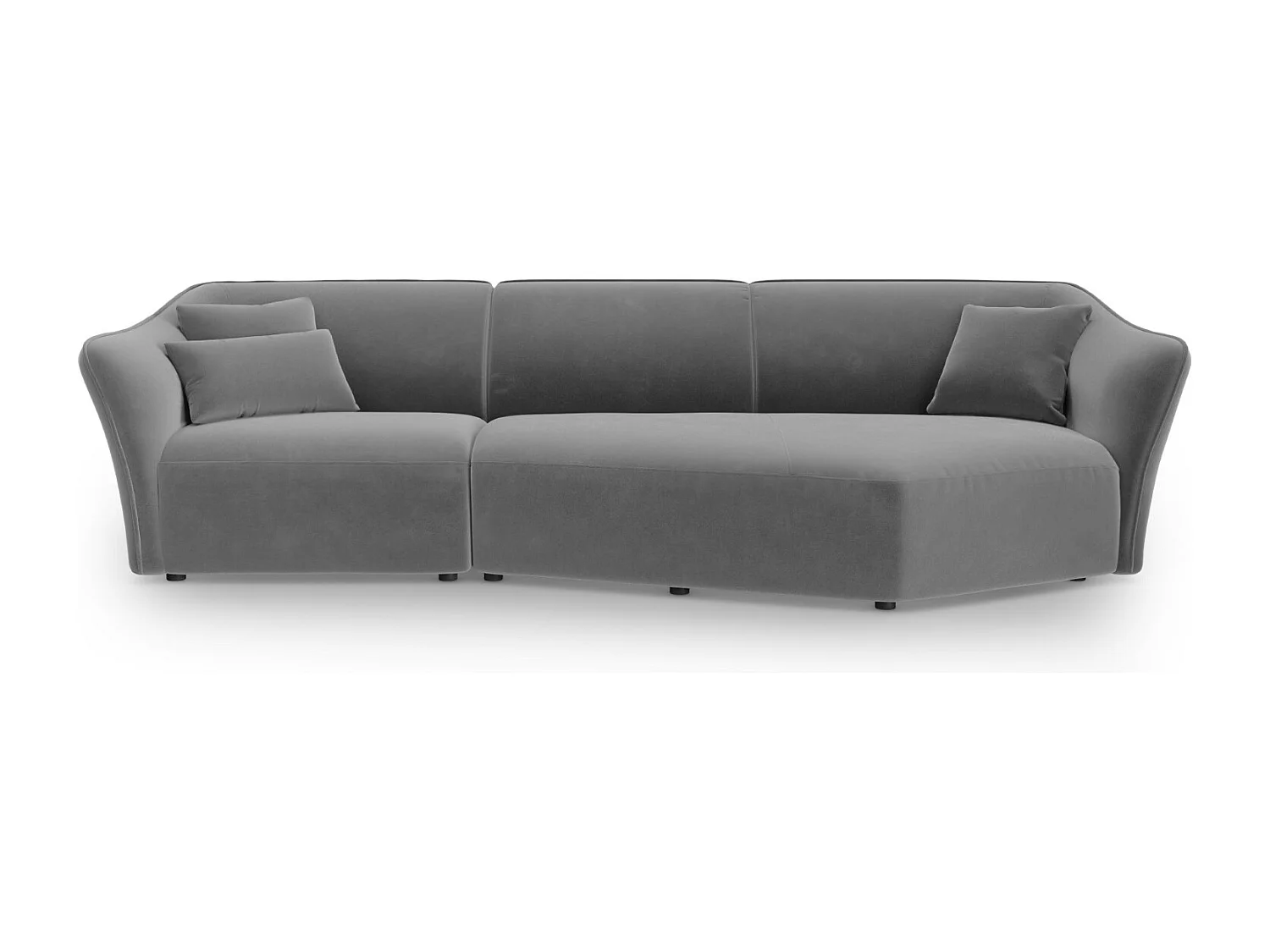 Cosmopolitan Design - Divano angolare modulare destro "Tokyo" 5 posti in velluto grigio chiaro - 292x138x79cm