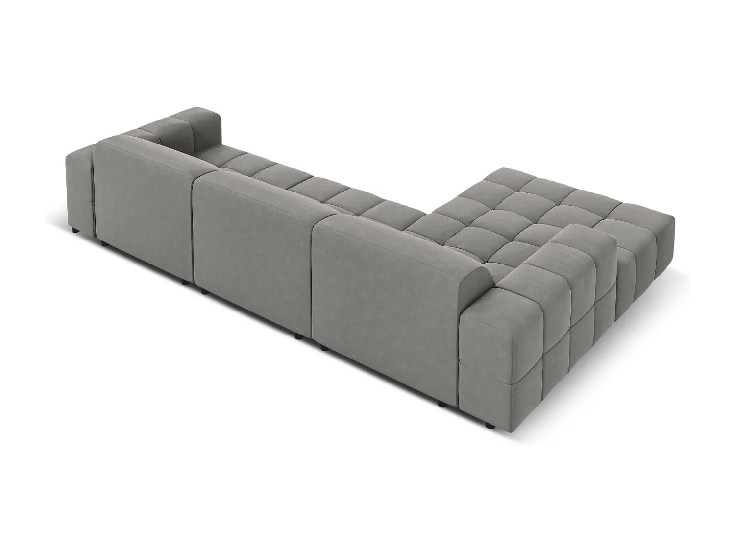 CXL by Christian Lacroix - Sofá esquinero izquierdo "Luc" 4 plazas de terciopelo gris claro - 284x166x70cm