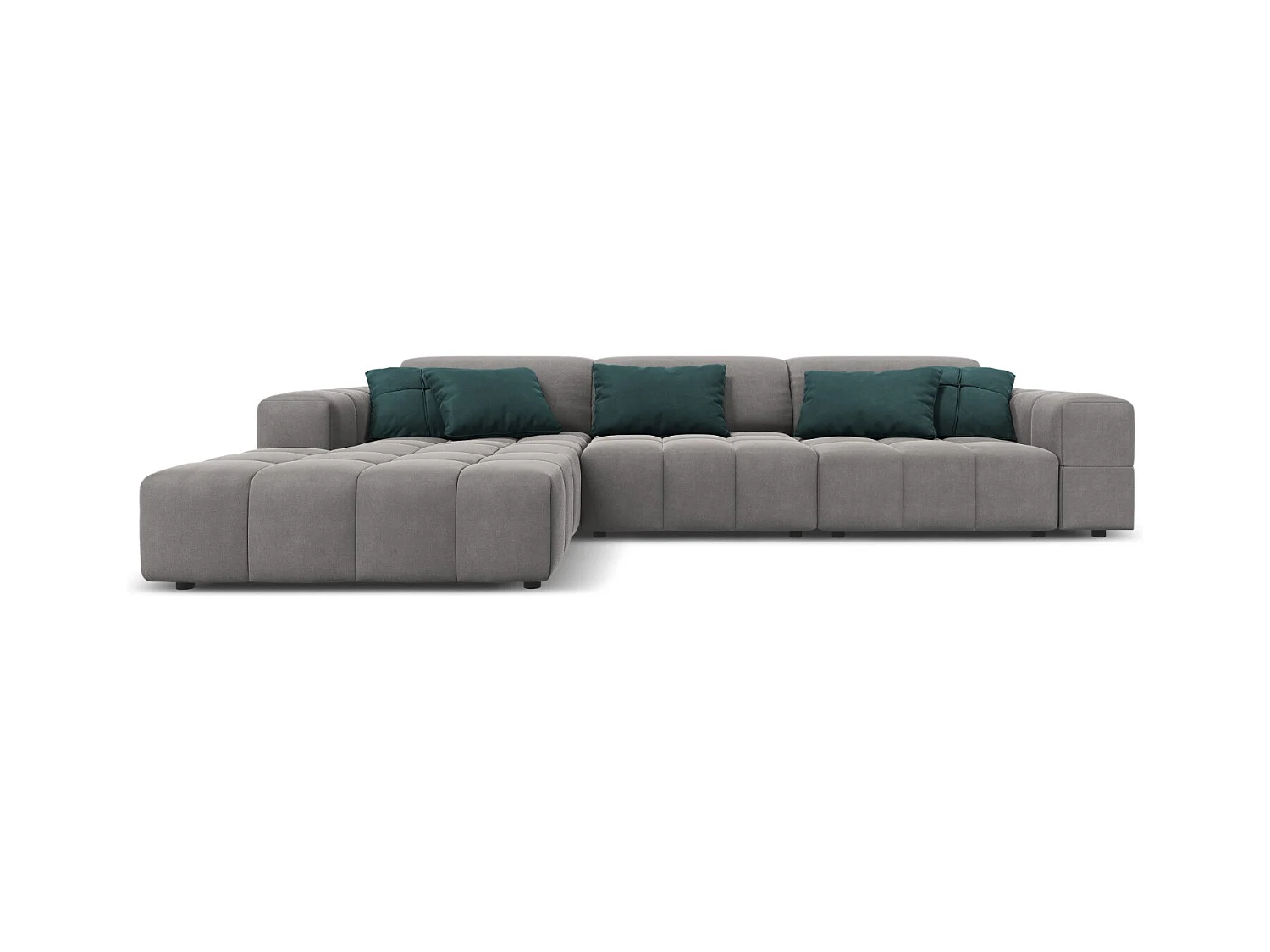 CXL by Christian Lacroix - Linker hoekbank "Luc" 4 zitplaatsen, Flueel, Lichtgrijs - 284x166x70cm