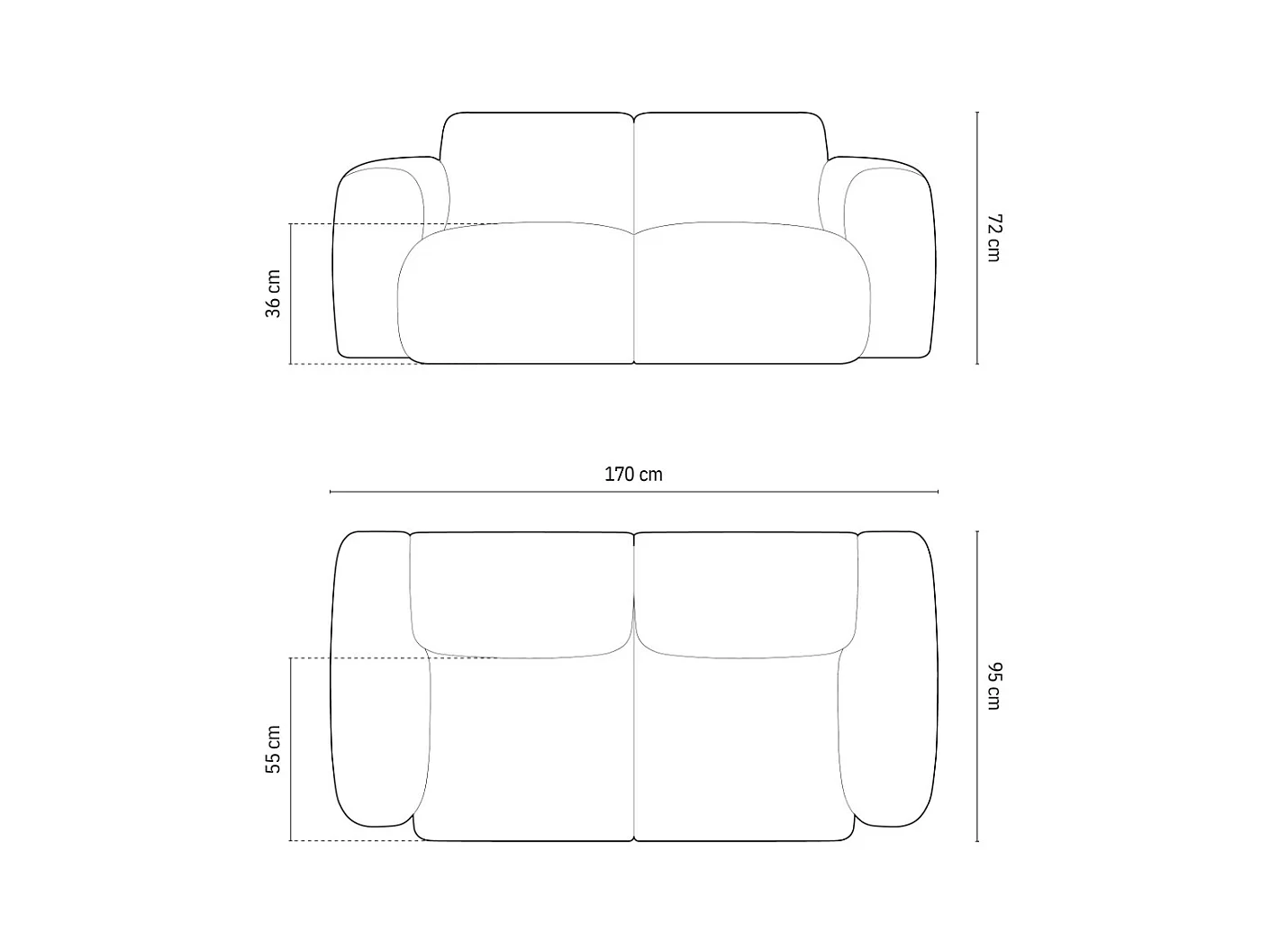 Cosmopolitan Design - Sofa, "Nolio" 2 miejsca szenil, beż jasny - 170x95x72cm