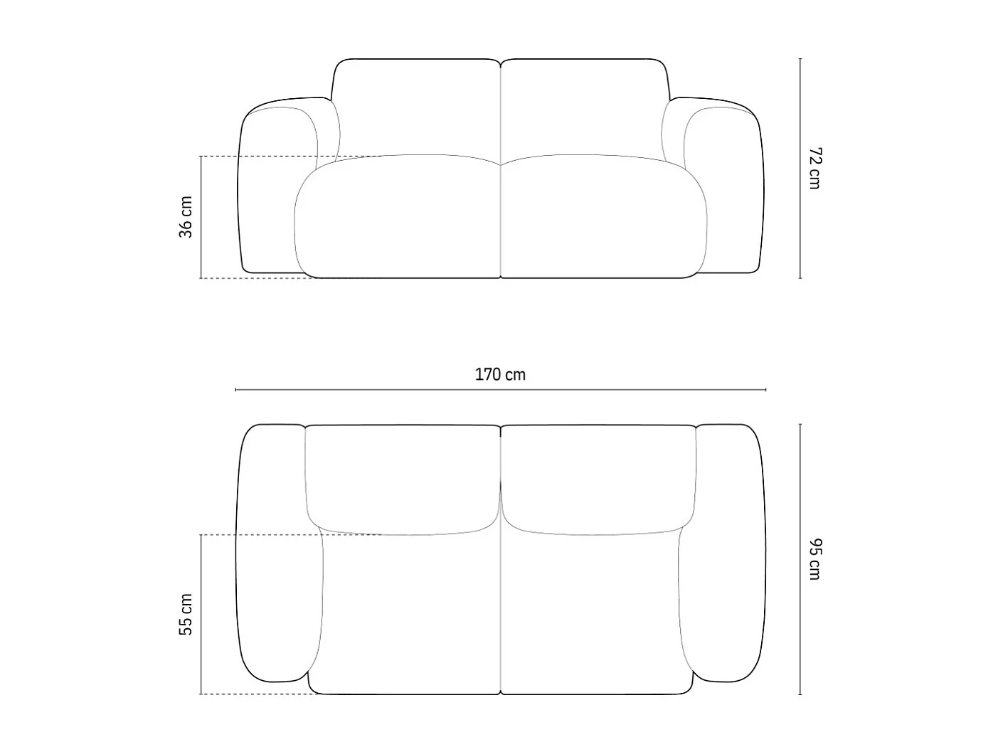 Cosmopolitan Design - Sofá "Nolio" 2 lugares em tecido chenille bege claro - 170x95x72cm