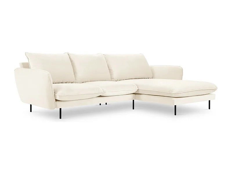 Cosmopolitan Design - 5-Sitzer Ecksofa rechts "Vienna" aus Samt leichtes beige - 255x170x95cm
