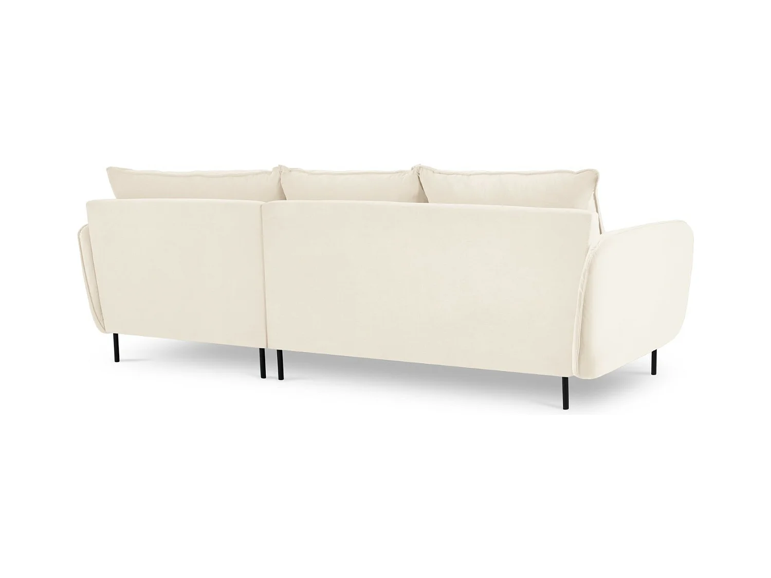 Cosmopolitan Design - Canapé d'angle droit "Vienna" 5 places en velours beige clair - 255x170x95cm